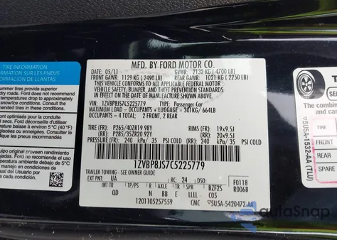 2012 Ford Mustang z USA, uszkodzony, nr VIN 1ZVBP8JS7C5225779